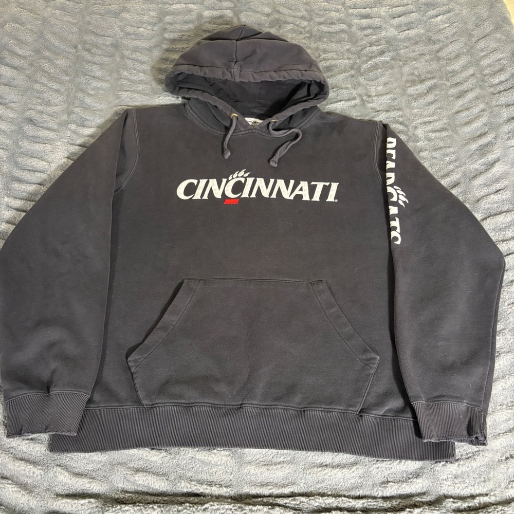 Champion Cincinnati Bearcats Hoodie Mens XL Black Graphic Pullover Sweatshirt